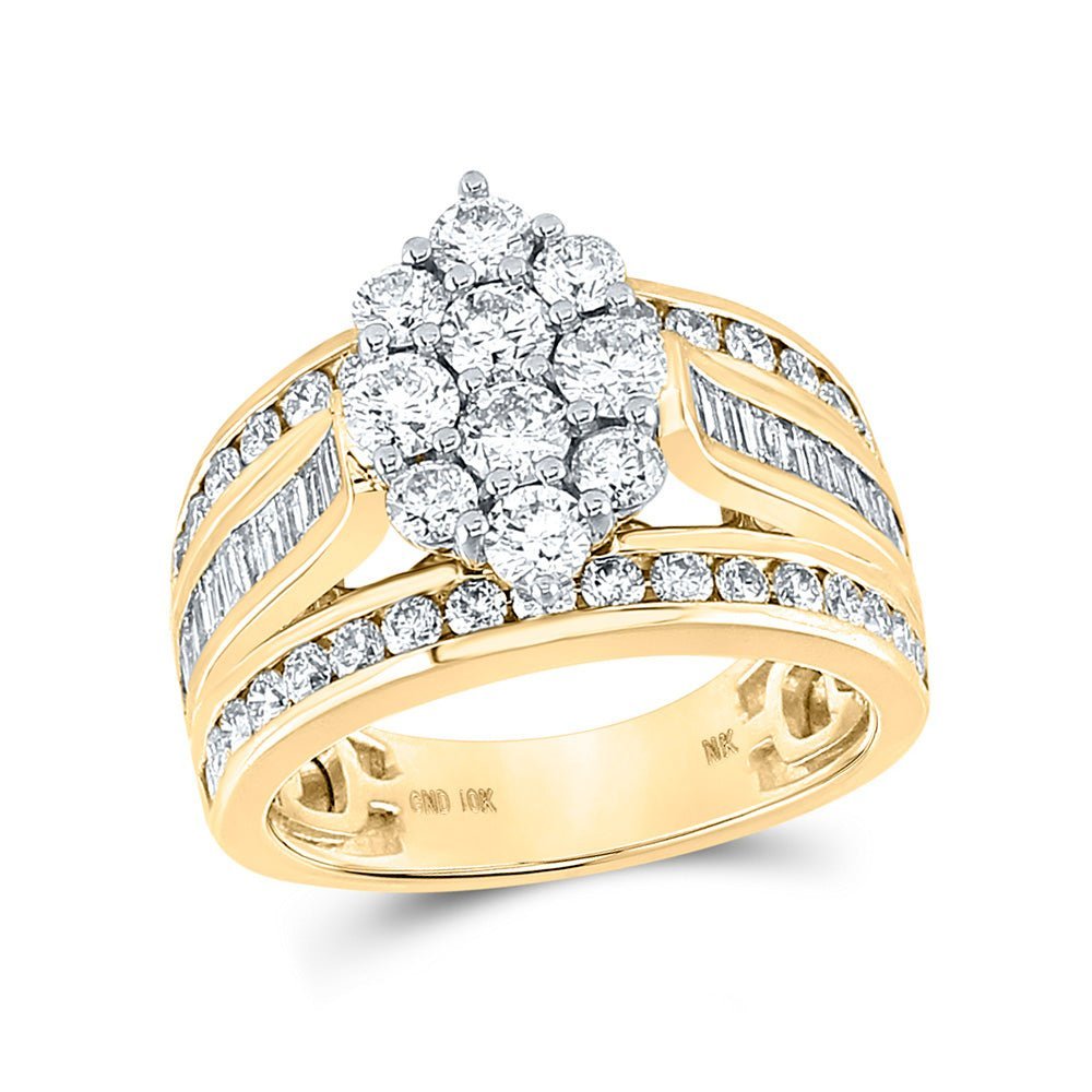 Sparkling Splendor: 10kt Yellow Gold Diamond Cluster Bridal Wedding Ring - Splendid Jewellery