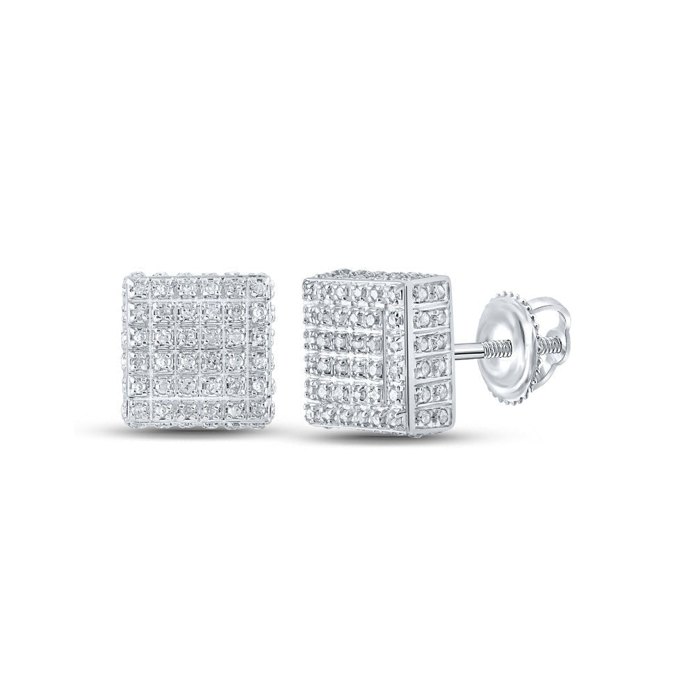 Sparkling Square Diamond Earrings in 10kt White Gold - A Captivating Statement of Elegance - Splendid Jewellery
