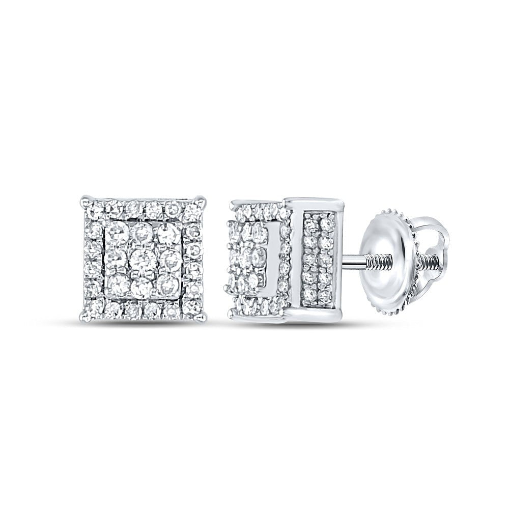 Sparkling Square Diamond Earrings in 14kt White Gold - Splendid Jewellery