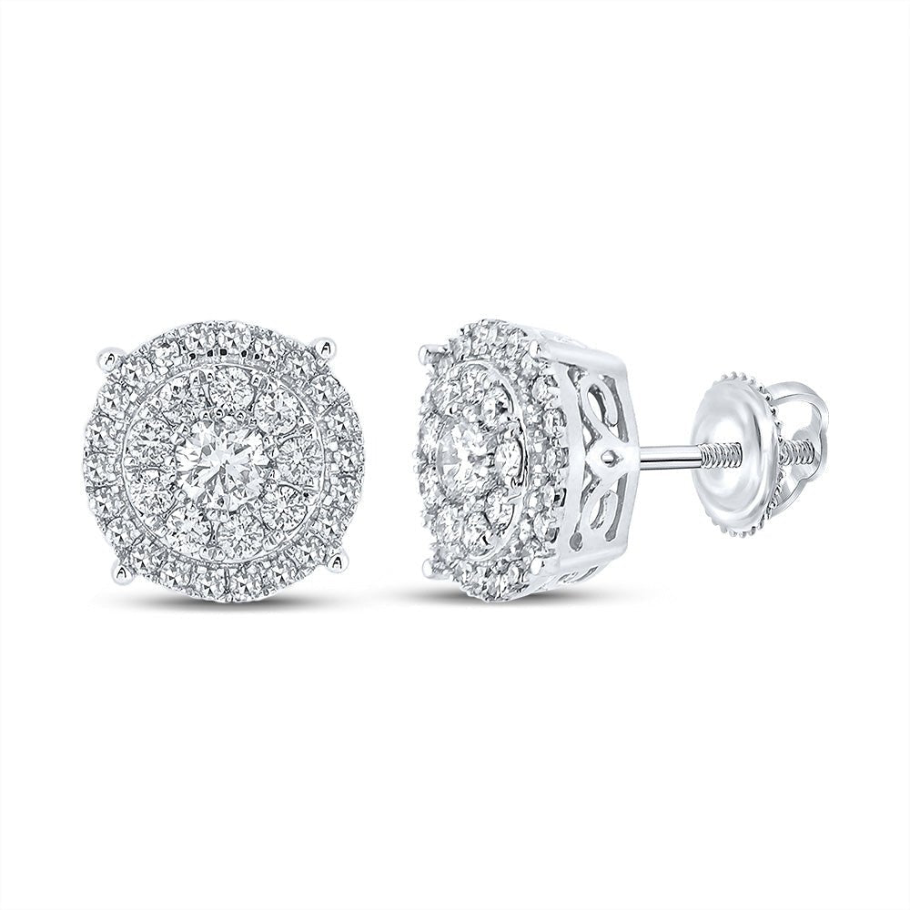 Sparkling White Gold Diamond Cluster Earrings - 5/8 Ct.t.w. - Splendid Jewellery