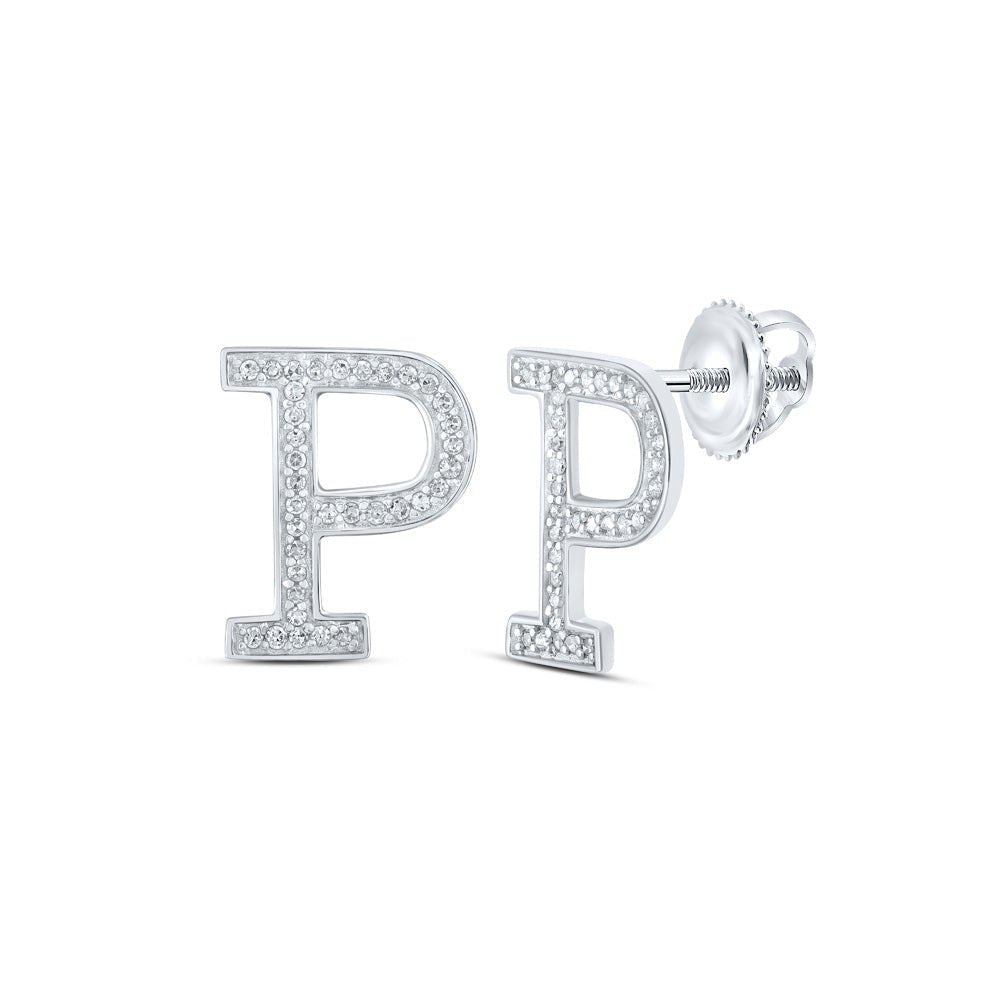 Sparkling White Gold Diamond Initial Earrings - Splendid Jewellery