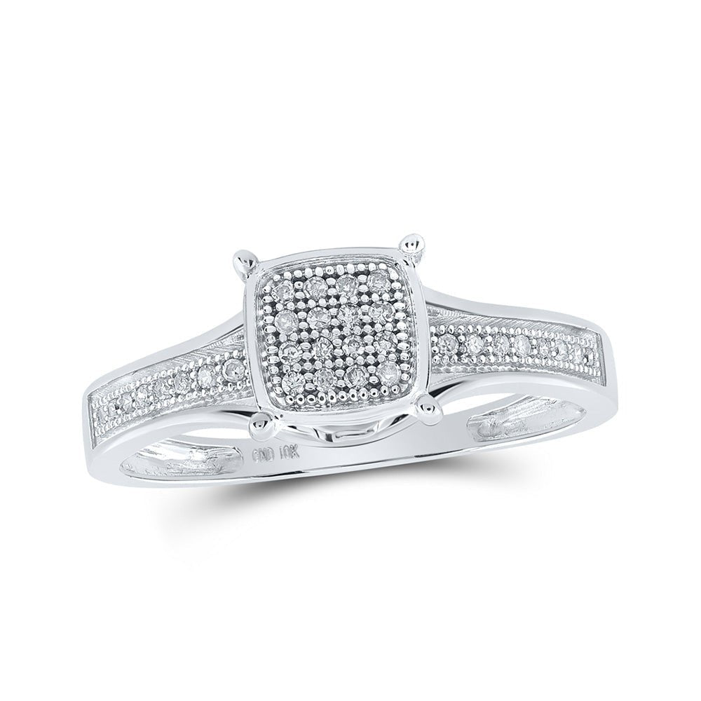 Splendid Diamond Square Cluster Ring in 10kt White Gold - Splendid Jewellery