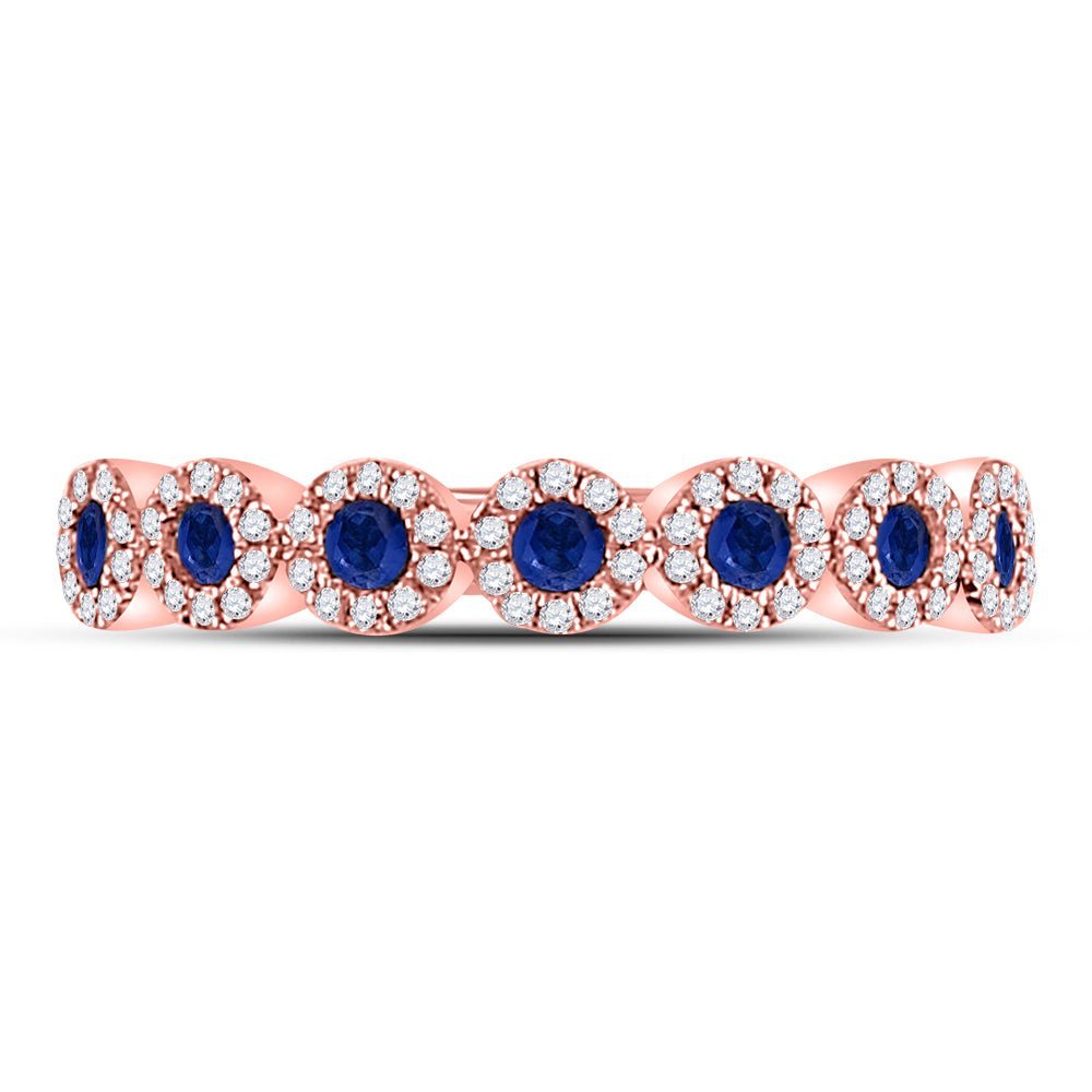 Splendid Jewellery 10kt Rose Gold Blue Sapphire and Diamond Stackable Band Ring - Splendid Jewellery