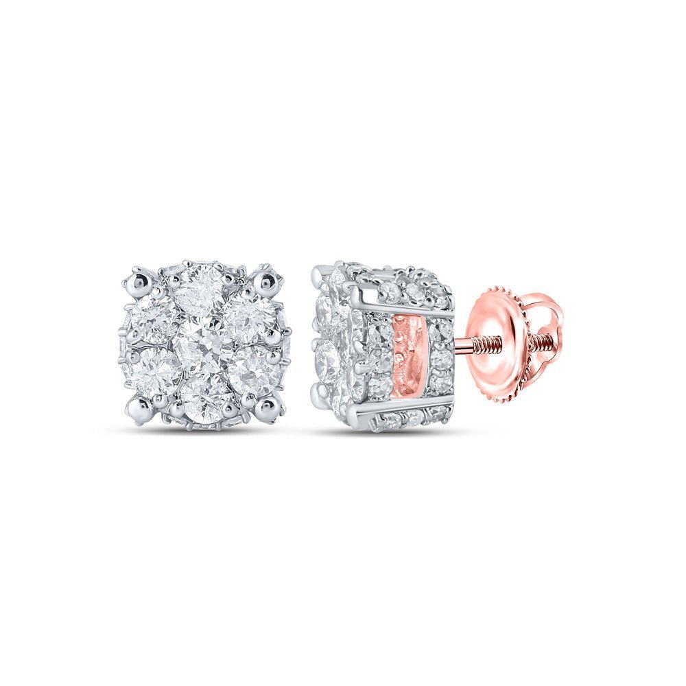Splendid Jewellery 10kt Rose Gold Diamond Floral Cluster Earrings - Splendid Jewellery