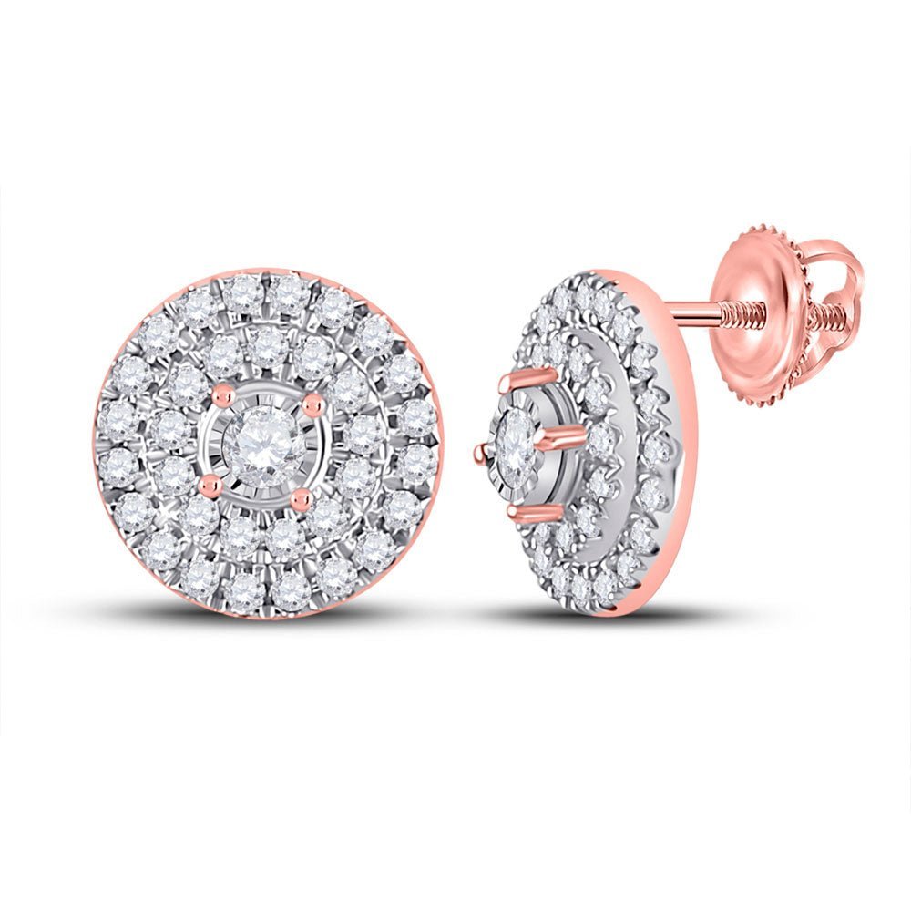 Splendid Jewellery 10kt Rose Gold Round Diamond Circle Earrings - Splendid Jewellery
