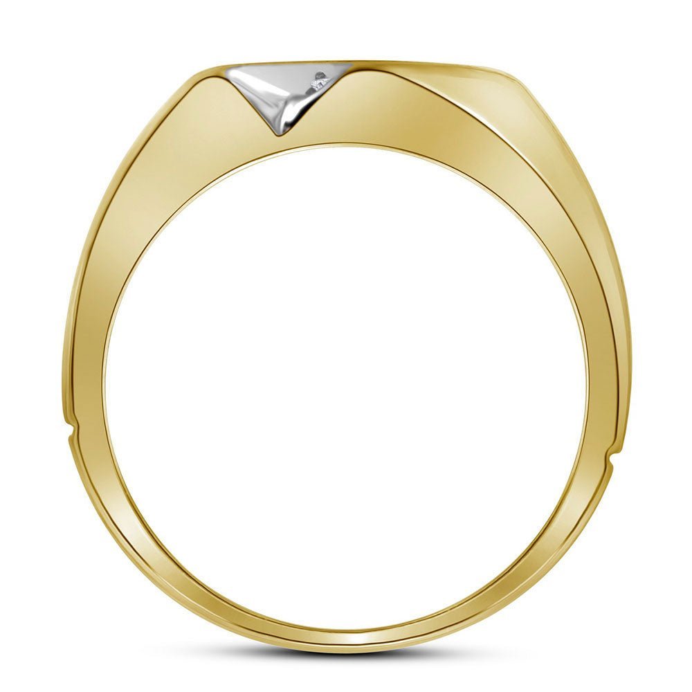 Splendid Jewellery 10kt Two - tone Gold Men's Round Diamond Diagonal 3 Row Fashion Ring 1/2 Cttw - Splendid Jewellery