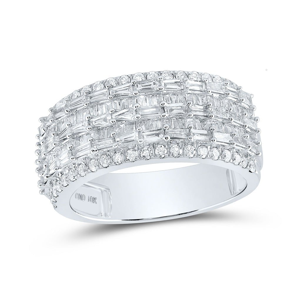 Splendid Jewellery 10kt White Gold Baguette and Round Diamond Men's Band Ring - 1 - 3/4 Cttw - Splendid Jewellery