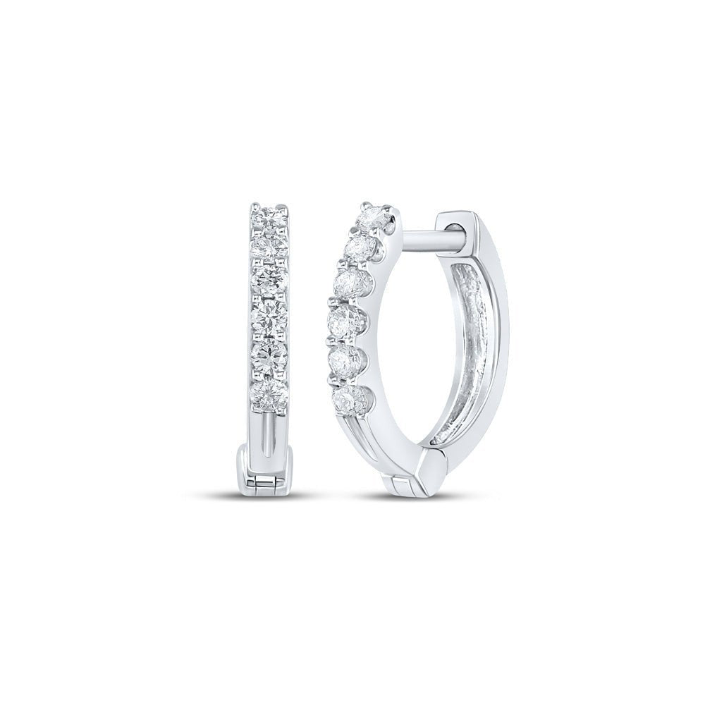 Splendid Jewellery 10kt White Gold Diamond Accent Hoop Earrings - Splendid Jewellery