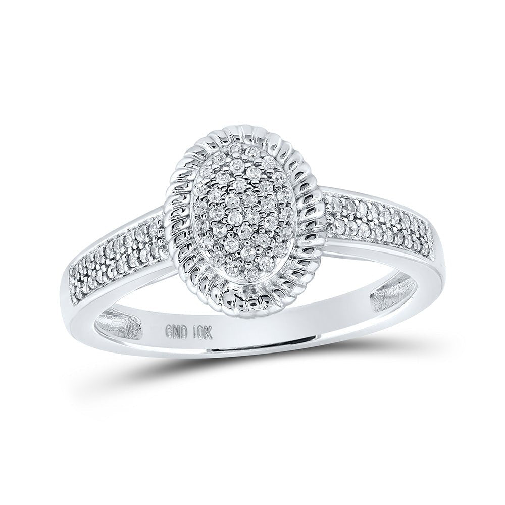 Splendid Jewellery 10kt White Gold Diamond Cluster Oval Ring 1/5 Cttw - Splendid Jewellery