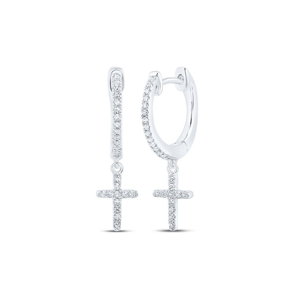 Splendid Jewellery 10kt White Gold Diamond Cross Dangle Earrings - Splendid Jewellery