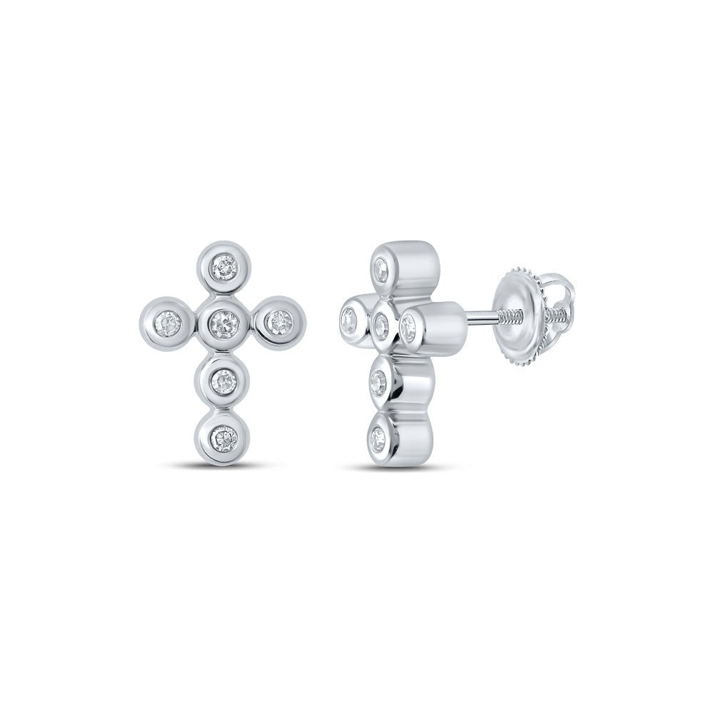 Splendid Jewellery 10kt White Gold Diamond Cross Earrings - Splendid Jewellery