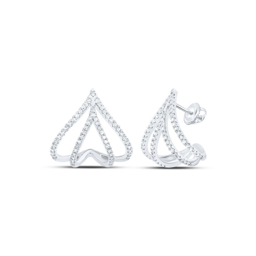 Splendid Jewellery 10kt White Gold Diamond Half Hoop Earrings - Splendid Jewellery