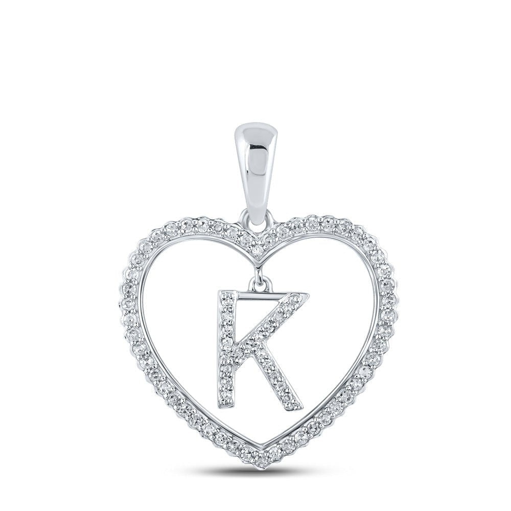 Splendid Jewellery 10kt White Gold Diamond Initial Heart Pendant - Splendid Jewellery