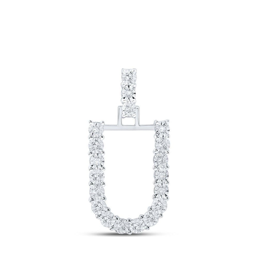 Splendid Jewellery 10kt White Gold Diamond U Initial Pendant - Splendid Jewellery