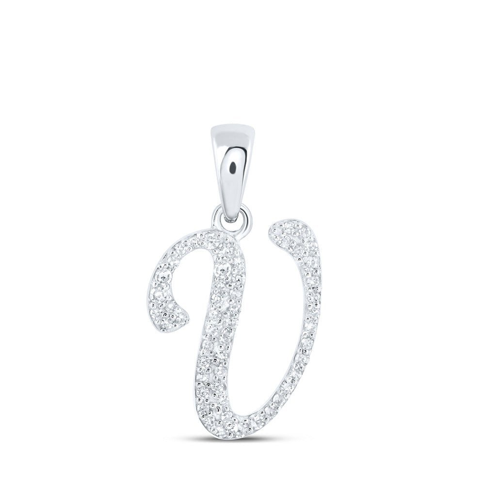 Splendid Jewellery 10kt White Gold Diamond V Initial Pendant - A Radiant Symbol of Victory and Valor - Splendid Jewellery