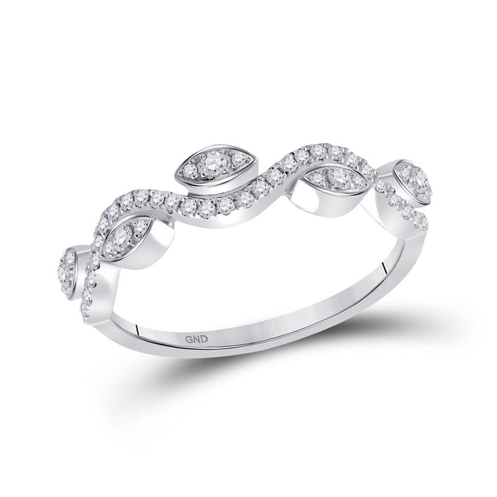 Splendid Jewellery 10kt White Gold Diamond Wave Band Ring 1/5 Cttw - Splendid Jewellery