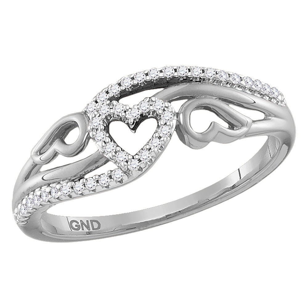 Splendid Jewellery 10kt White Gold Heart Diamond Band Ring - Splendid Jewellery