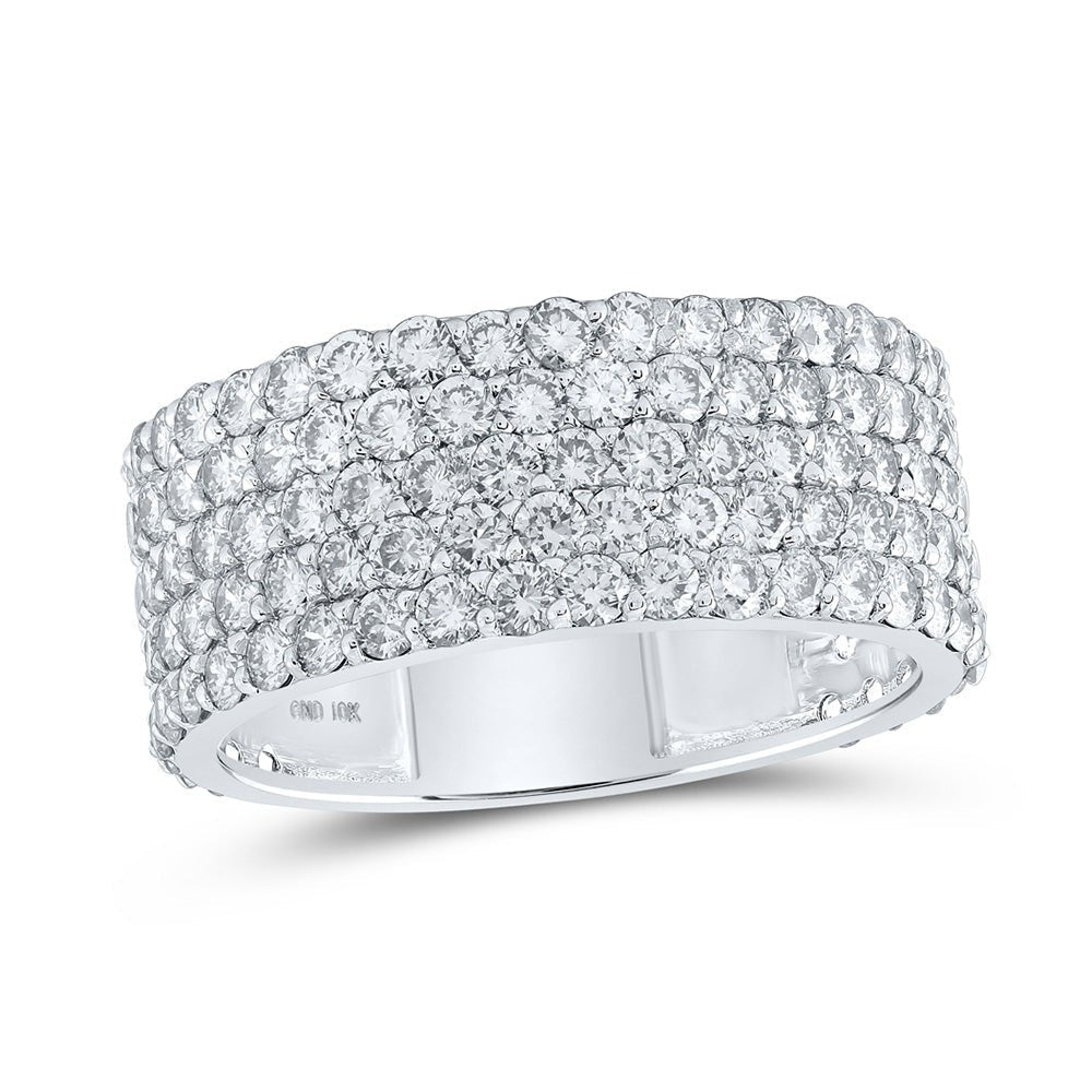 Splendid Jewellery 10kt White Gold Men's Round Diamond 5 - Row Pave Band Ring - Exquisite 4 - 3/8 Ct.t.w. - Splendid Jewellery