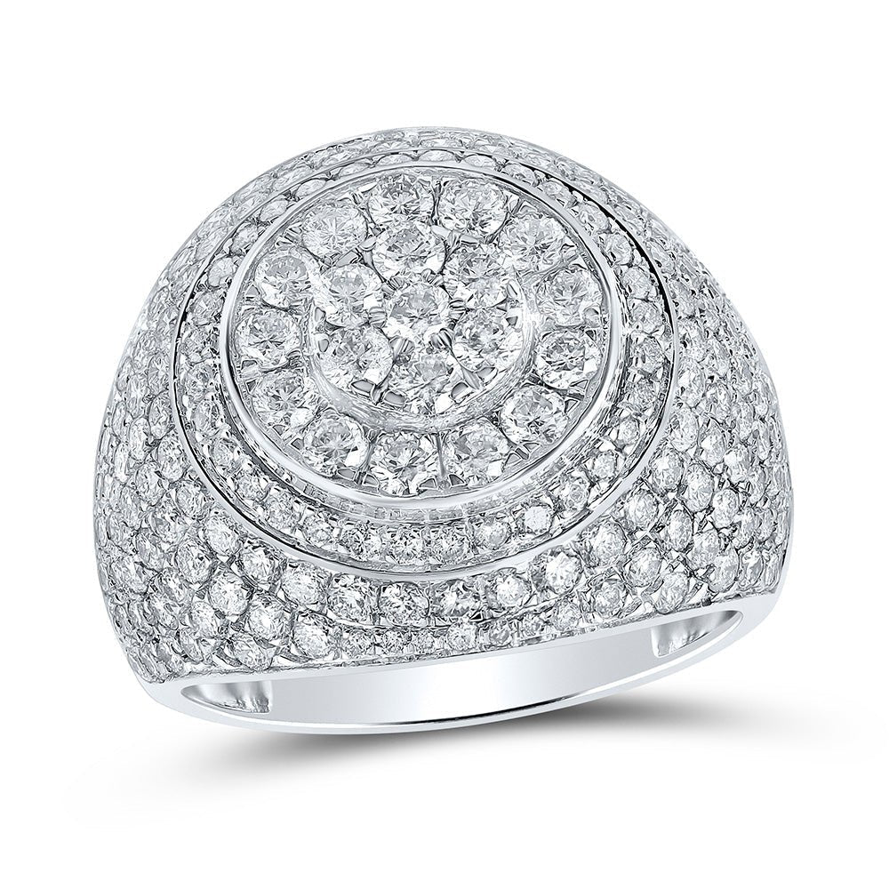 Splendid Jewellery 10kt White Gold Men's Round Diamond Circle Cluster Ring - 4 - 1/4 Cttw - Splendid Jewellery