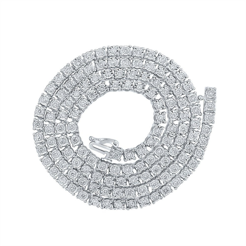 Splendid Jewellery 10kt White Gold Mens Round Diamond Link Chain Necklace - 4 - 3/8 Cttw - Splendid Jewellery