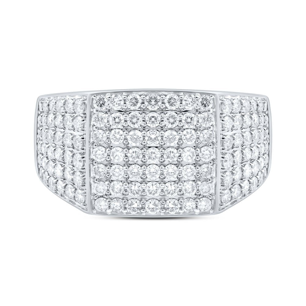 Splendid Jewellery 10kt White Gold Mens Round Diamond Pave Square Ring 1 - 1/2 Cttw - Splendid Jewellery