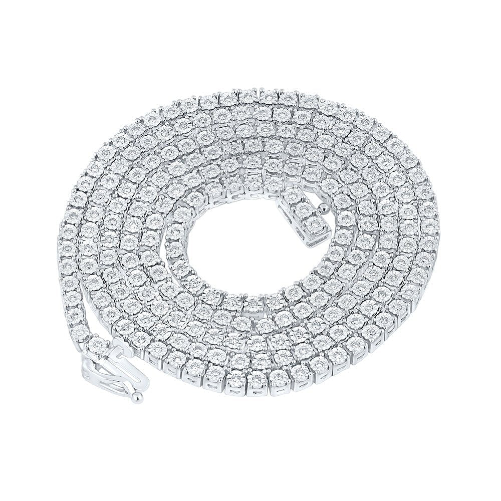 Splendid Jewellery 10kt White Gold Round Diamond Link Necklace for Men - 1 - 1/2 Cttw, 24 - inch Chain - Splendid Jewellery