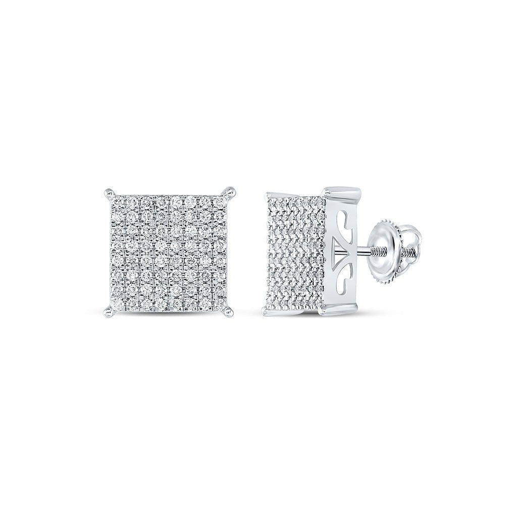 Splendid Jewellery 10kt White Gold Round Diamond Square Earrings - 1 Cttw: A Mesmerizing Sparkle of Elegance - Splendid Jewellery