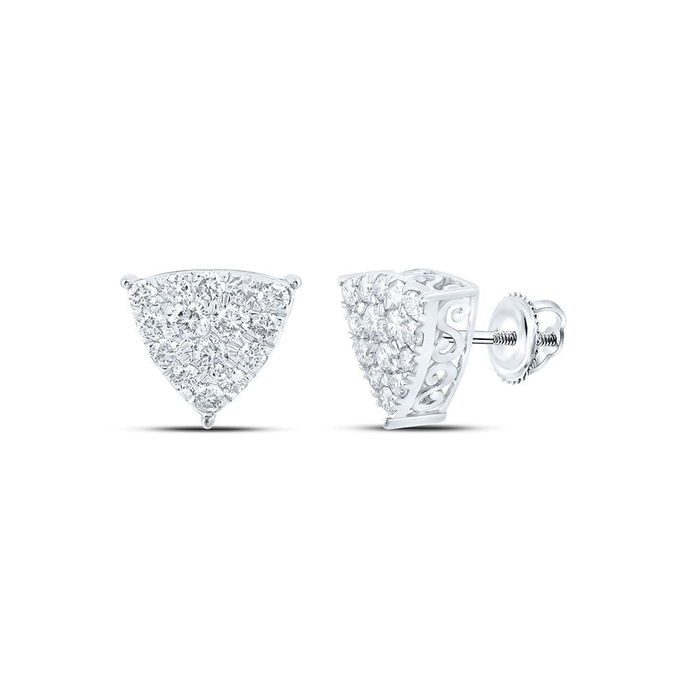 Splendid Jewellery 10kt White Gold Womens Diamond Triangle Earrings - Splendid Jewellery