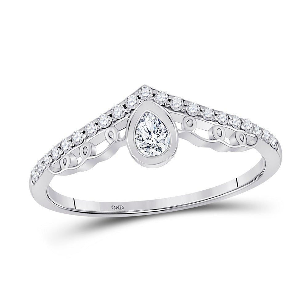 Splendid Jewellery 10kt White Gold Womens Pear Diamond Chevron Band Ring 1/3 Cttw - Splendid Jewellery