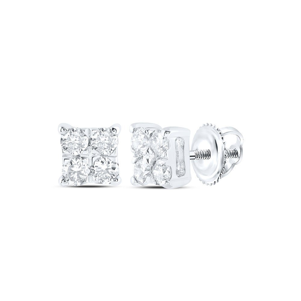 Splendid Jewellery 10kt White Gold Womens Round Diamond Square Earrings 1/6 Cttw - Dazzling Brilliance Collection - Splendid Jewellery