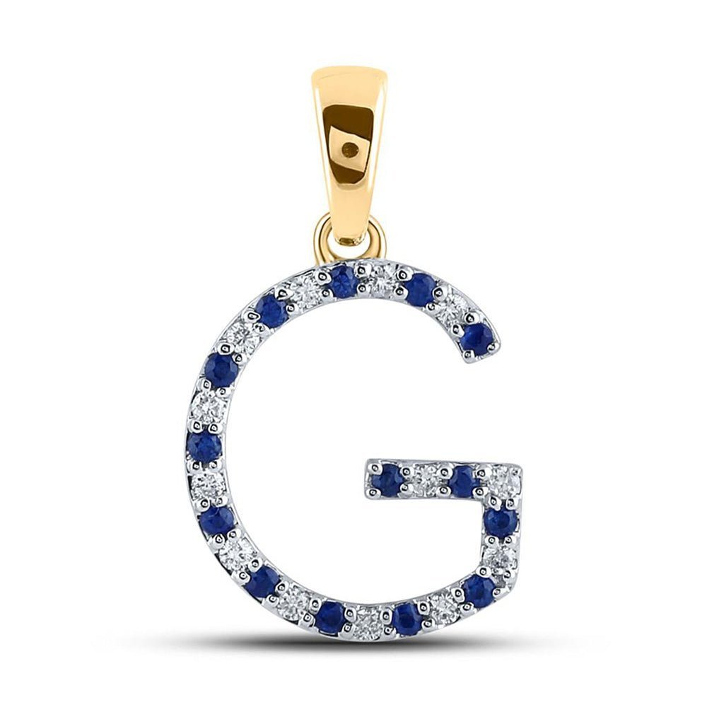 Splendid Jewellery 10kt Yellow Gold Blue Sapphire Diamond Initial Pendant - Splendid Jewellery