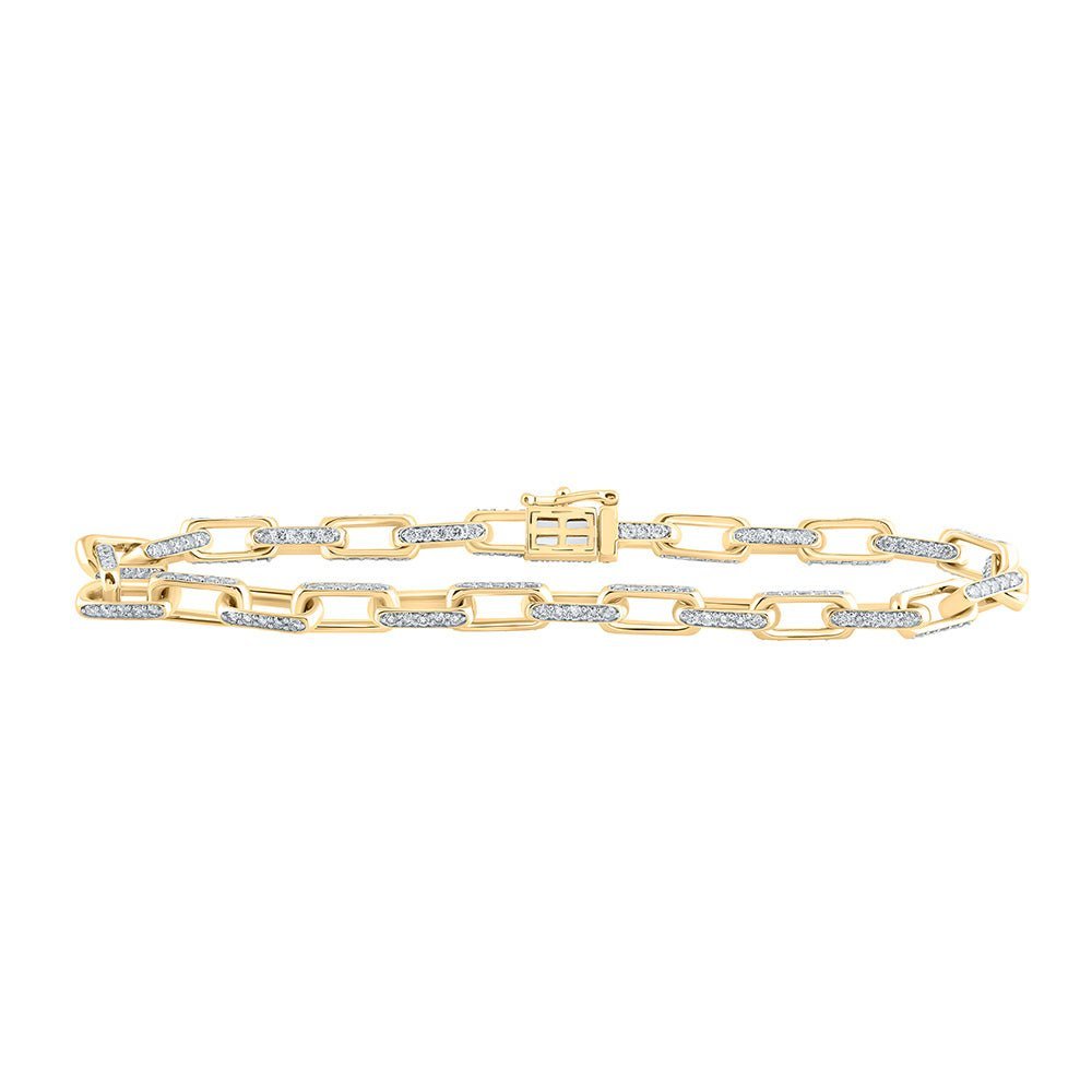 Splendid Jewellery 10kt Yellow Gold Mens Round Diamond Anchor Link Bracelet - 5 Cttw - Splendid Jewellery
