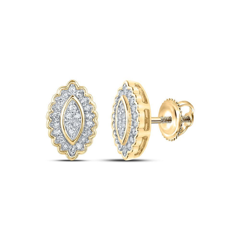 Splendid Jewellery 10kt Yellow Gold Oval Diamond Cluster Earrings - Splendid Jewellery