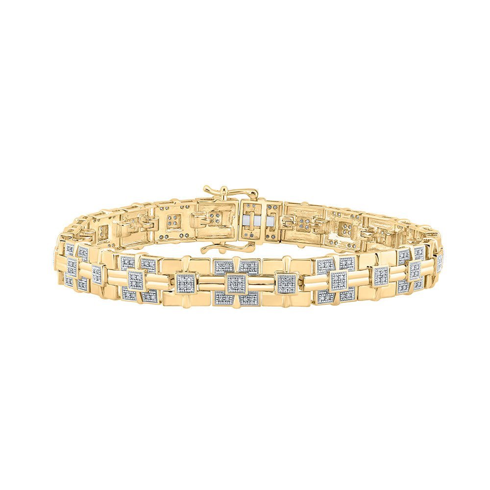 Splendid Jewellery 10kt Yellow Gold Round Diamond Link Bracelet for Men - 5/8 Cttw, G - H Color, I2 Clarity - Splendid Jewellery