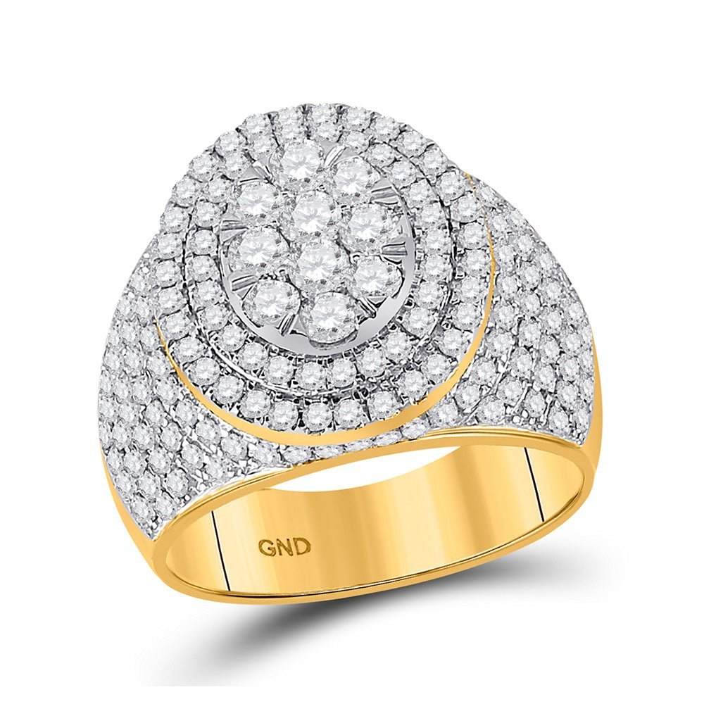 Splendid Jewellery 14kt Yellow Gold Men's Round Diamond Cluster Ring 2 - 1/2 Cttw - Splendid Jewellery