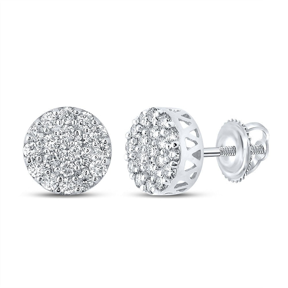 Splendid Jewellery Men's 10kt White Gold Round Diamond Cluster Earrings - 5/8 Cttw - Splendid Jewellery