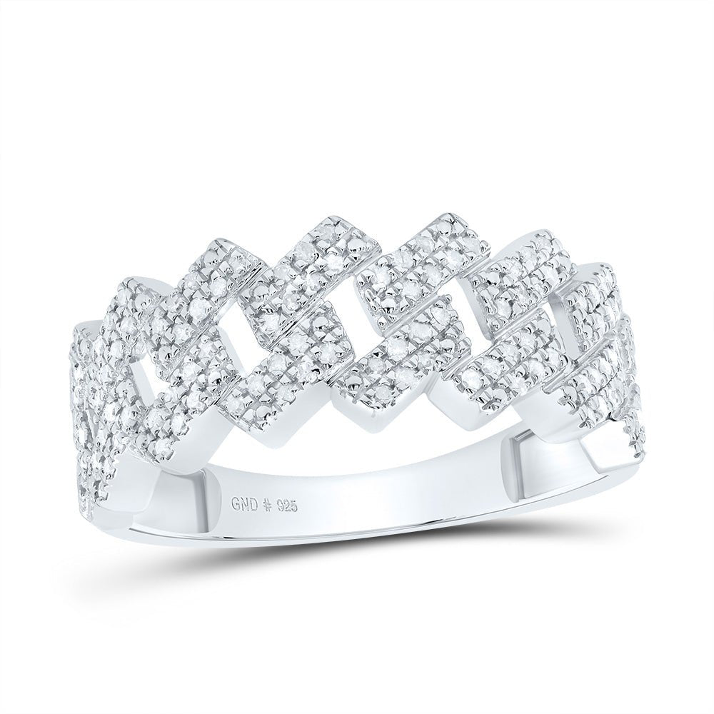 Sterling Silver Diamond Cuban Men's Ring 3/8 Cttw - Splendid Jewellery