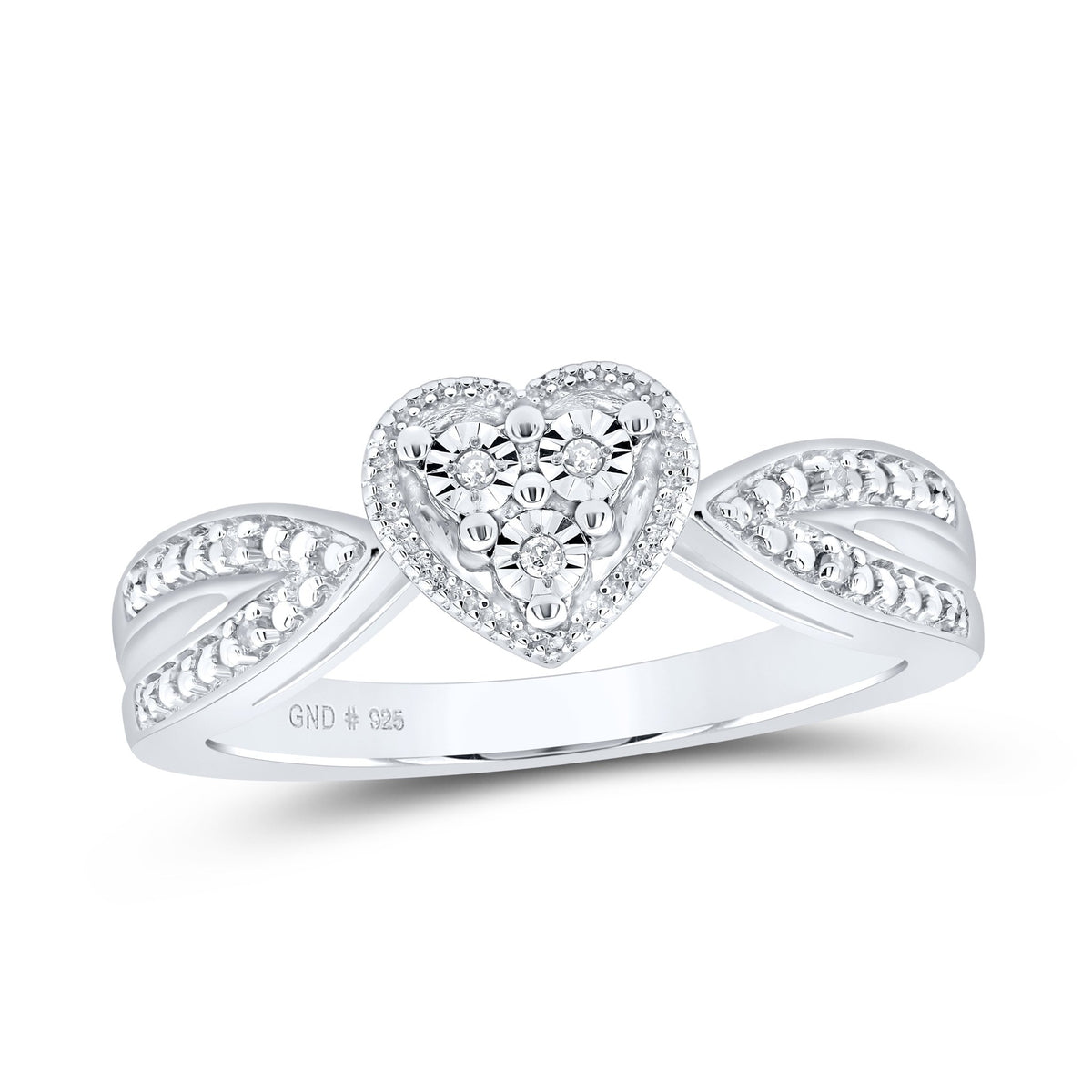Sterling Silver Diamond Heart Ring 0.03 Cttw - Splendid Jewellery