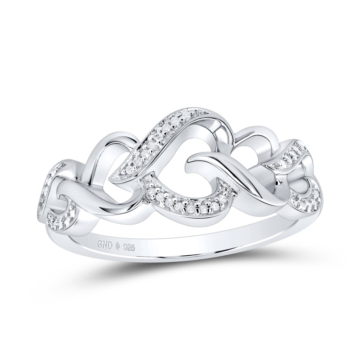 Sterling Silver Diamond Heart Ring 0.03 Cttw - Splendid Jewellery