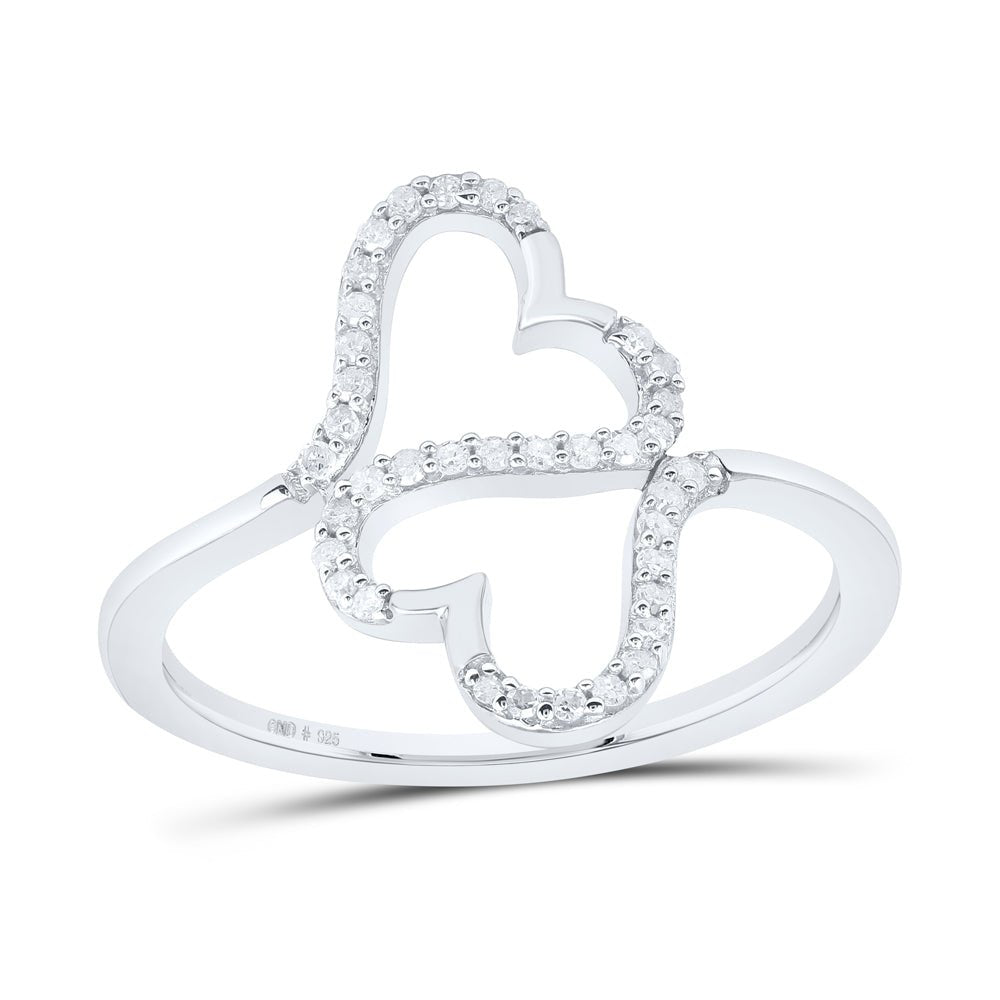 Sterling Silver Diamond Heart Ring 1/8 Cttw - Splendid Jewellery