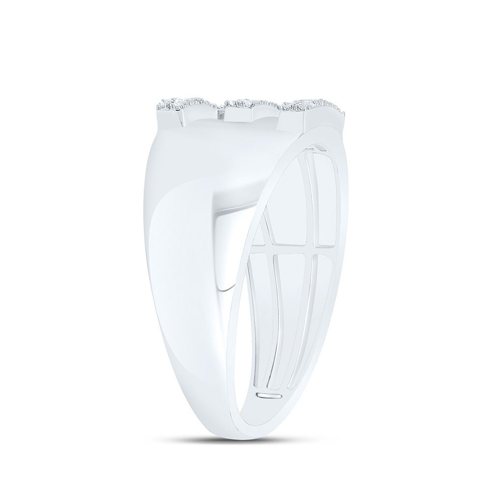Sterling Silver Diamond Initial "E" Men's Ring 1/6 Cttw - Splendid Jewellery