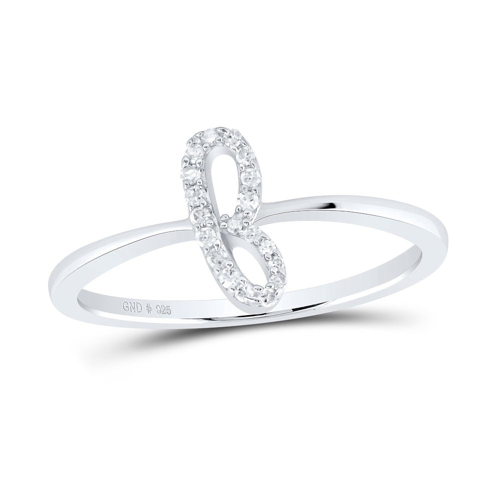 Sterling Silver Diamond Initial "F" Women's Ring 1/12 Cttw - Splendid Jewellery