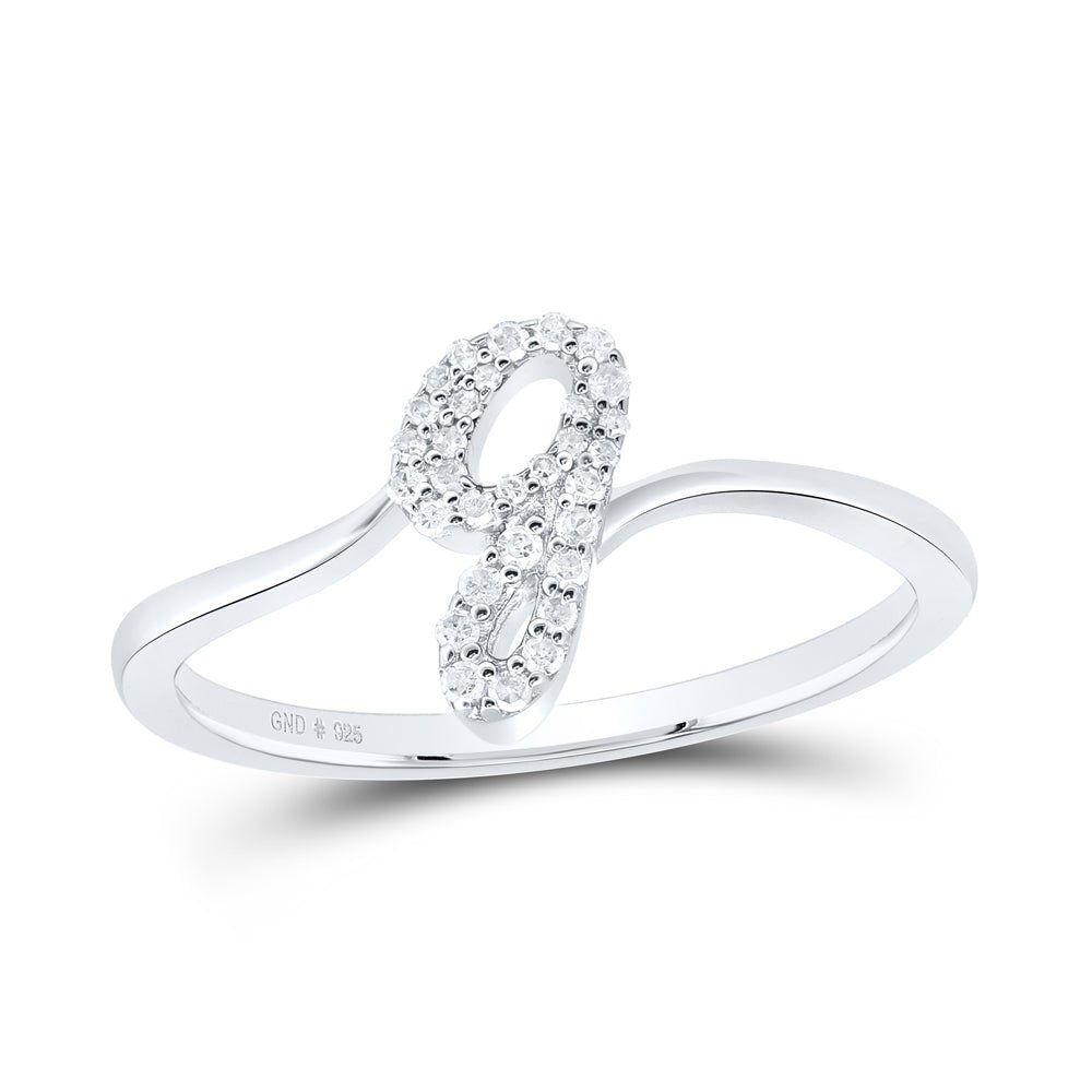 Sterling Silver Diamond Initial "G" Women's Ring 1/10 Cttw - Splendid Jewellery
