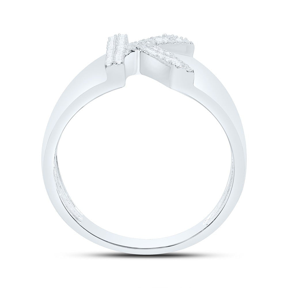 Sterling Silver Diamond Initial "K" Men's Ring 1/8 Cttw - Splendid Jewellery