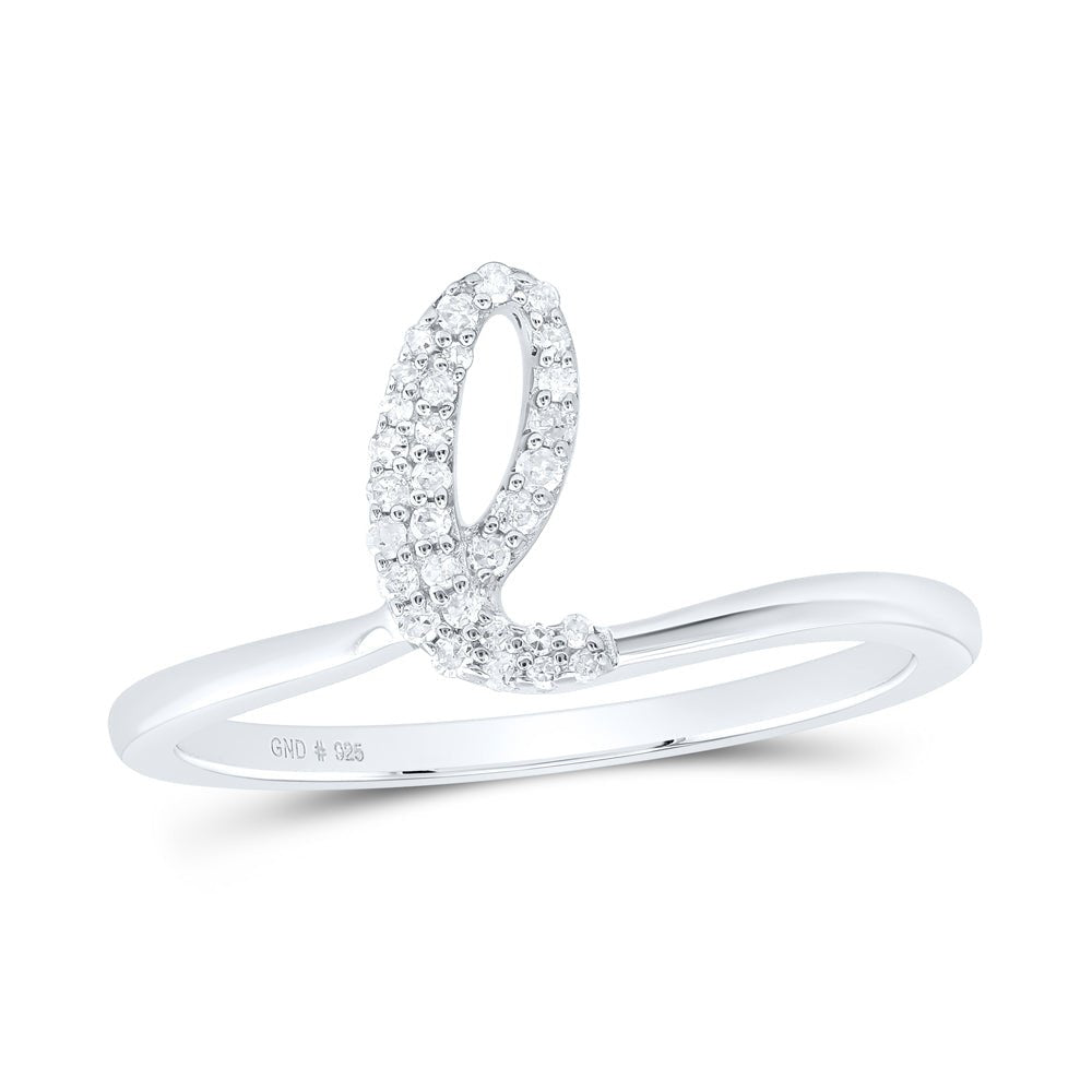 Sterling Silver Diamond Initial "L" Women's Ring 1/10 Cttw - Splendid Jewellery