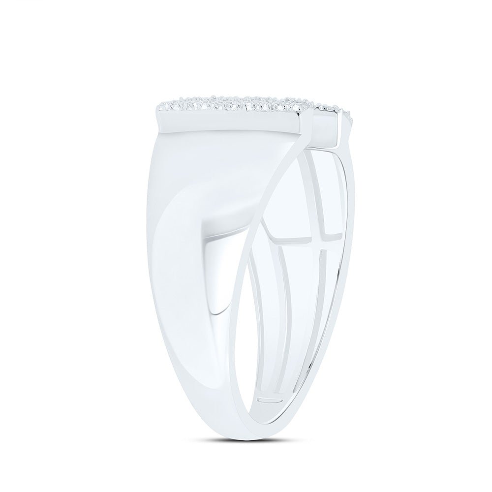 Sterling Silver Diamond Initial "M" Men's Ring 1/5 Cttw - Splendid Jewellery