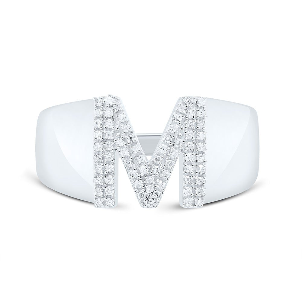 Sterling Silver Diamond Initial "M" Men's Ring 1/5 Cttw - Splendid Jewellery