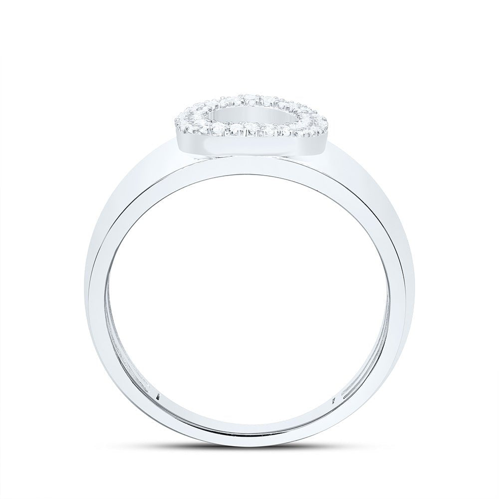Sterling Silver Diamond Initial "O" Men's Ring 1/8 Cttw - Splendid Jewellery