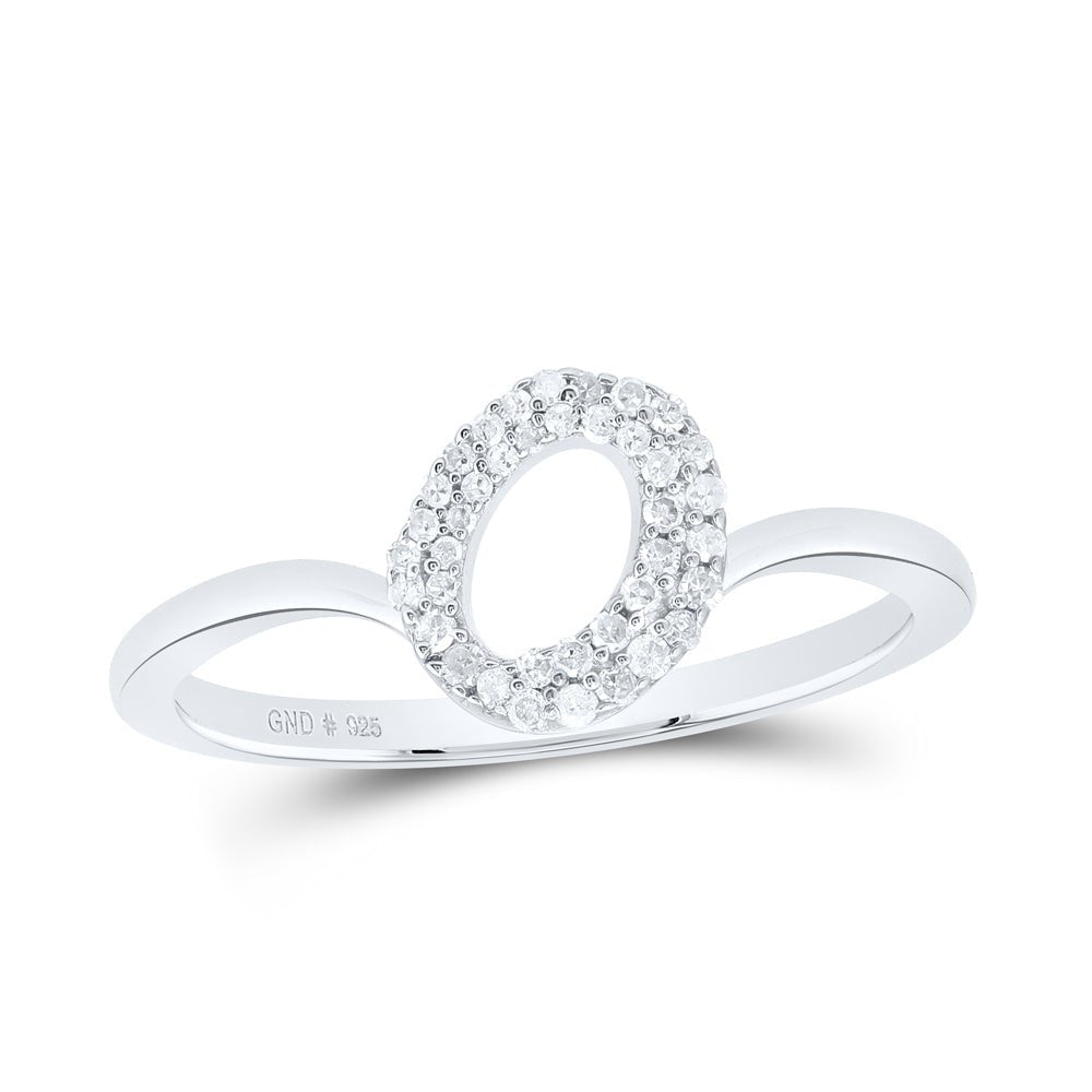 Sterling Silver Diamond Initial "O" Women's Ring 1/8 Cttw - Splendid Jewellery