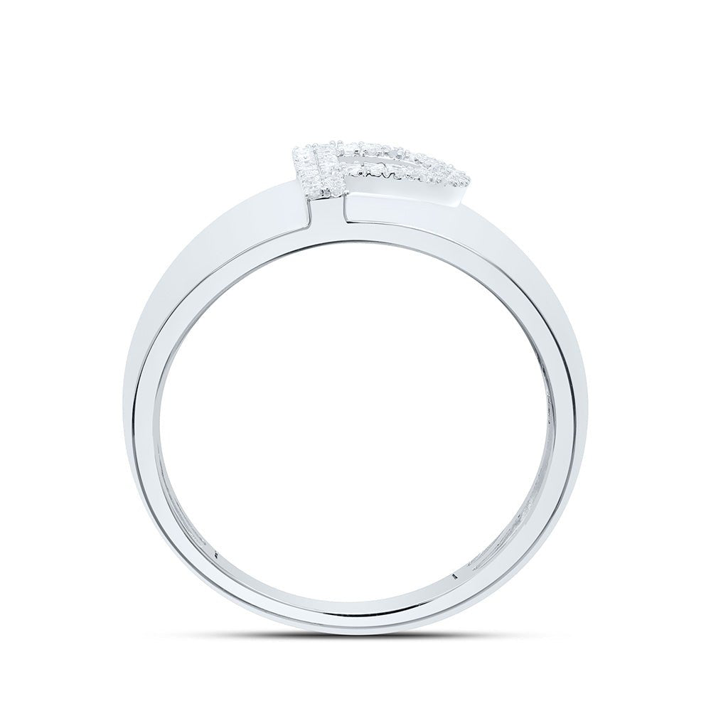 Sterling Silver Diamond Initial "P" Men's Ring 1/8 Cttw - Splendid Jewellery